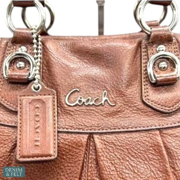 Coach Brown Leather Zoe Convertible Satchel Bag Silver Hardware Shoulder Tote - Picture 10 of 14
